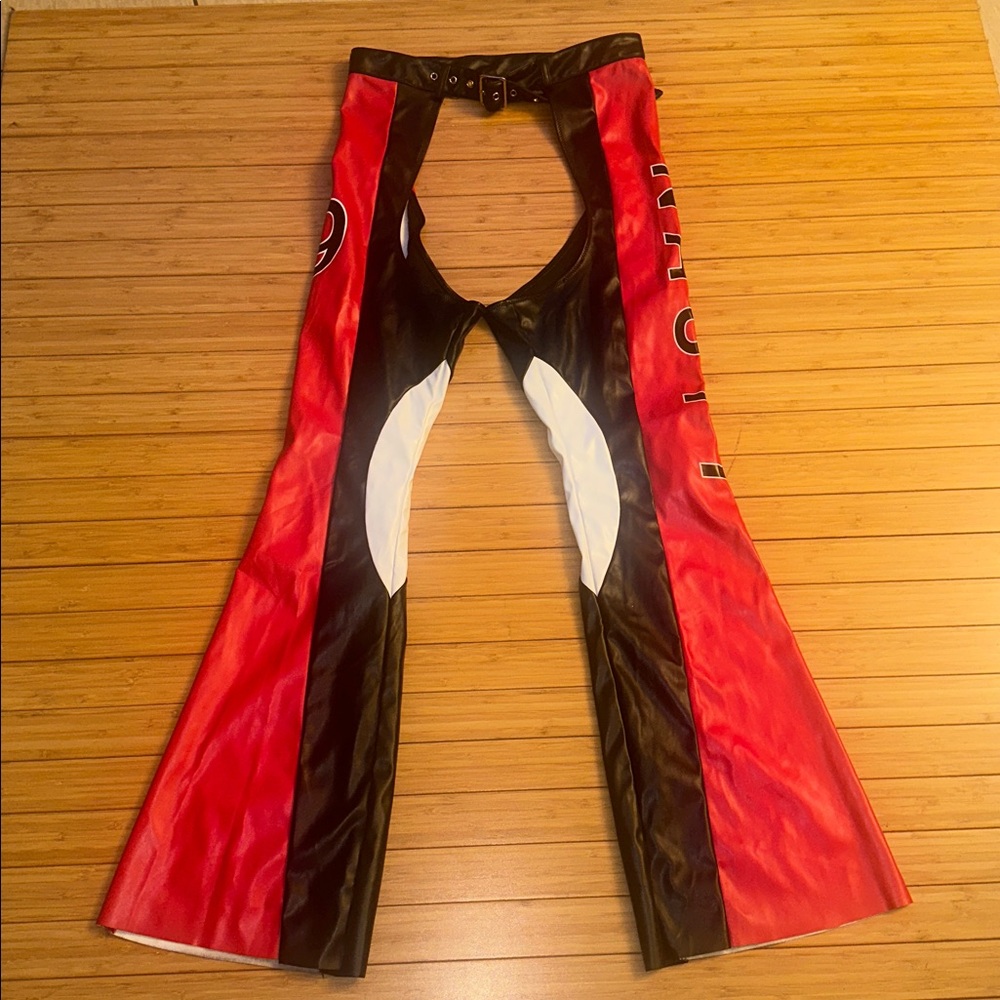 Dolls Kill Trickz N’ Treatz Christina Faux Leather Chaps “Dirty” “69” Costume